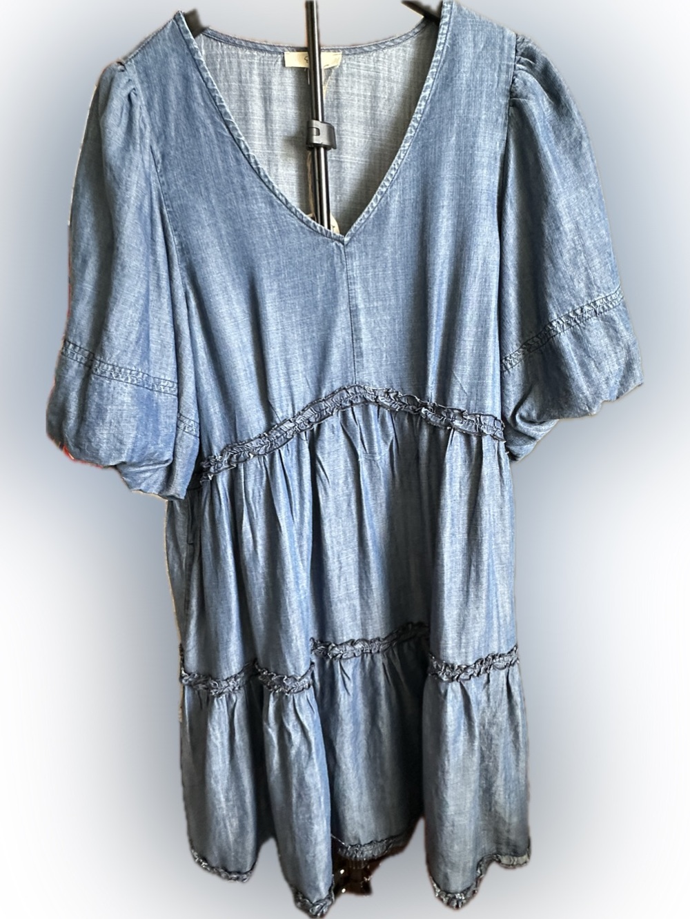 Easel NWT Denim Ruffled Dress